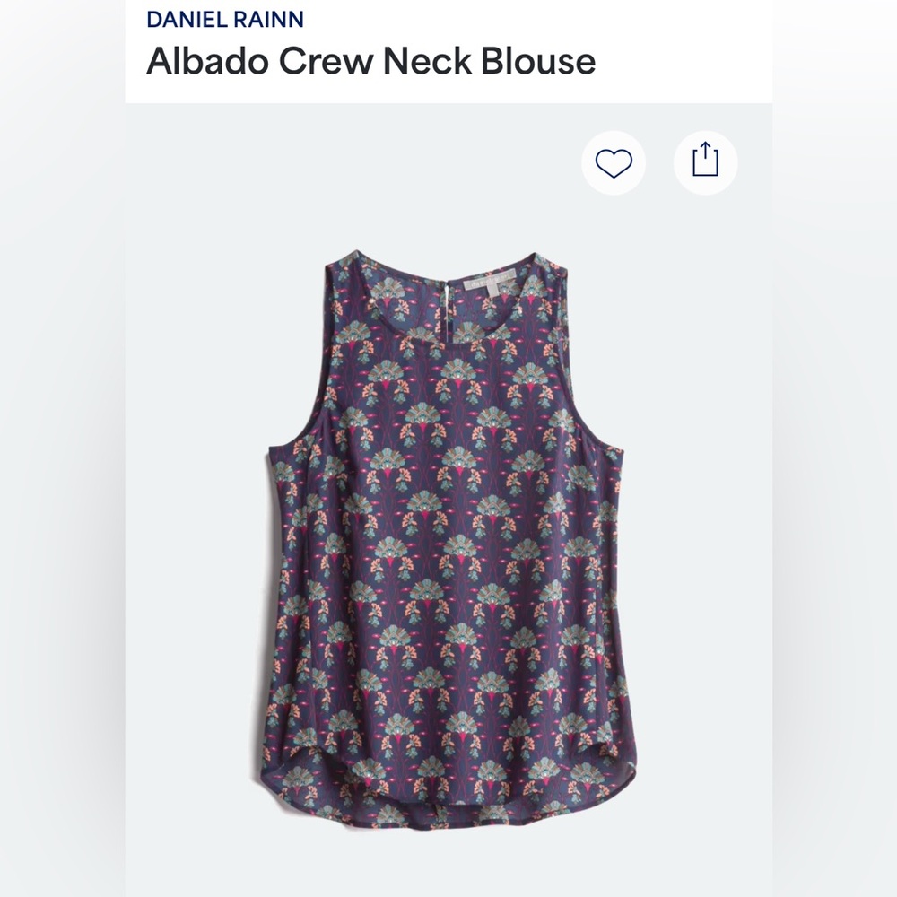 Daniel Rainn Navy Floral Sleeveless Blouse